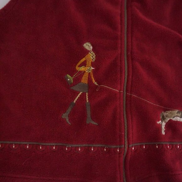 Vintage Classic Editions Maroon Fleece Dog Walker Zip Up Sweater Vest S - Picture 7 of 9